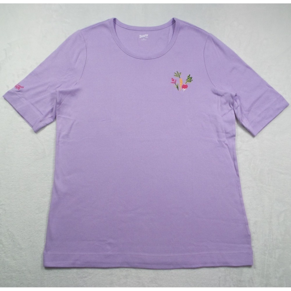 Duluth Top Womens Size XL Purple Longtail T Garden Logo Elbow Sleeve NWT
